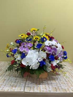 本日お届けのアレンジメントです。「花福生花店」（京都府京都市伏見区の花屋）のギャラリー写真